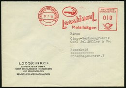 1954 (27.7.) REMSCHEID-VIERINGHAUSEN, Absender-Freistempel Ohne PLZ: LOOSKINKEL Metallsägen = Sägefisch, Firmenbrief - F - Other & Unclassified