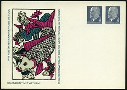 1972 DDR, PP 5 + 5 Pf. Ulbricht: WIR HELFEN DEM KRANKENHAUS VIET DUC, SOLIDARITÄT MIT VIETNAM.. = Zierkarpfen, Ungebr. ( - Otros & Sin Clasificación