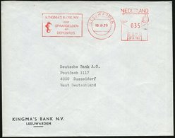 1973 (19.3.) NIEDERLANDE, Absender-Freistempel: LEEUWARDEN, KINGMA'S BANK NV... = Seepferdchen, Ausl.-Brief - Fisch / Fi - Autres & Non Classés