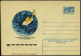 1974 UdSSR, 4 Kop. Ganzsachen-Umschlag, Blau: Schütz Die Gewässer Unserer Erde Vor Verschmutzung! (Fisch Vor Weltozean)  - Altri & Non Classificati