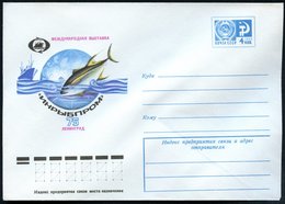 1975 UdSSR, 4 Kop. Ganzsachen-Umschlag, Blau: Leningrad, Internat. Fischerei-Ausstellung "Jngrijbprom" (Globus, Ozean, F - Autres & Non Classés