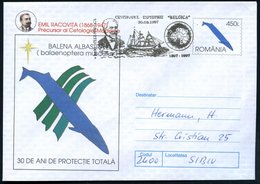 1997 (30.9.) RUMÄNIEN, 450 L. Sonder-Ganzsachen-Umschlag: Blauwal, 30 Jahre Schutz Der Wale + Sonderstempel: 3400 CLUJ-N - Other & Unclassified