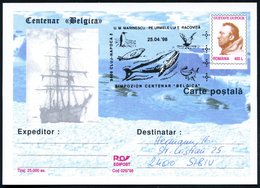 1998 (25.4.) RUMÄNIEN, 400 L. Sonder-Bild-Ganzsache: 100 JAHRE ANTARKTIS-EXPEDITION "BELGICA" (Wal-Zeichnung Etc.) + Pas - Altri & Non Classificati