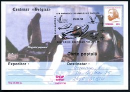 1998 (25.4.) RUMÄNIEN, 400 L. Sonder-Bild-Ganzsache: 100 JAHRE ANTARKTIS-EXPEDITION "BELGICA" (Wal-Zeichnung Etc.) + Pas - Sonstige & Ohne Zuordnung