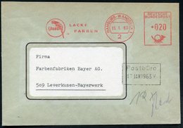 1963 2 HAMBURG-WANDSBEK 1, Absender-Freistempel: Glasurit LACKE, FARBEN = Papagei + Rs. Motivgleicher Abs.-Vordruck, Fer - Other & Unclassified
