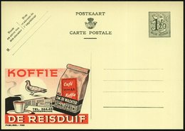 1952 BELGIEN, 1,20 F. Publibel-Ganzsache: KOFFIE DE REISDUIF = Packung Café, Tasse U. Taube, Ungebr. (Mi.P 283 II / 1198 - Sonstige & Ohne Zuordnung