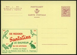 1959 BELGIEN, 2 F. Publibel-Ganzsache: DE REDDER Santalina.. = Taube (u. Kanarienvogel, Hühner, Kaninchen) Ungebr. (Mi.P - Otros & Sin Clasificación