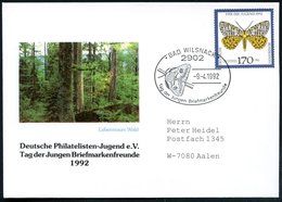 1992 (9.4.) 2902 BAD WILSNACK, Sonderstempel: Tag Der Jungen Briefmarkenfreunde = Nachtfalter Auf Passender EF 170 + 80  - Andere & Zonder Classificatie