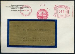 1934 (10.2.) FREIBURG (BREISGAU) 1, Absender-Freistempel: Rhodiaseta.. = Schrift Aus Seidenfaden Um Freiburger Münster,  - Andere & Zonder Classificatie