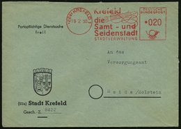 1955 (22 A) KREFELD 1, Absender-Freistempel "Hakenkreuz": Krefeld Die Samt- U. Seidenstadt.., Kommunaler Dienstbrief Mit - Otros & Sin Clasificación