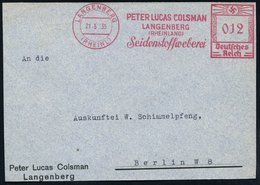 1935 (21.5.) LANGENBERG (RHEINL), Absender-Freistempel: PETER LUCAS COLSMAN.. Seidenstoffweberei, Kleine Firmen-Vorderse - Other & Unclassified