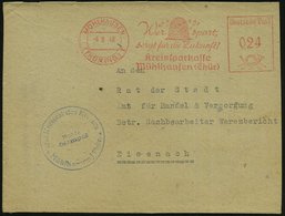 1948 (6.8.) MÜHÖHAUSEN (THÜRING:) 1, Absender-Freistempel: Wer Spart.., Kreissparkasse Mühlhausen (Thür) = Bienenkorb Mi - Andere & Zonder Classificatie