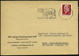 1972 113 BERLIN-LICHTENBERG 1, Maschinen-Werbestempel:TIERPARK BERLIN  = Panzernashorni, Firmenbrief - Zoologische Gärte - Other & Unclassified