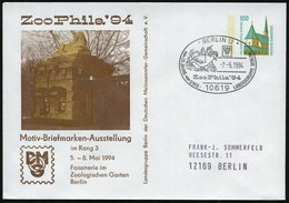 1994 (7.5.) 10619 BERLIN 12, PU 100 Pf. Altötting: Zoo Phila'94 = Fasanerie Im Zoo + Passender Sonderstempel: ZooPhila ' - Otros & Sin Clasificación