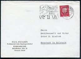 1957 (25.5.) (17 A) KARLSRUHE (BADEN) 1, Maschinen-Werbestempel: Besucht Uns Im Karlsruher ZOO = Elefant, Bär U. Affe, V - Other & Unclassified