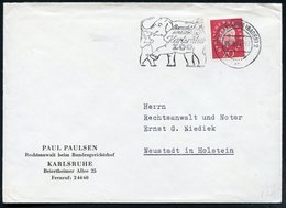 1957 (25.5.) (17 A) KARLSRUHE (BADEN) 1, Maschinen-Werbestempel: Besucht Uns Im Karlsruher ZOO = Elefant, Bär U. Affe, V - Autres & Non Classés