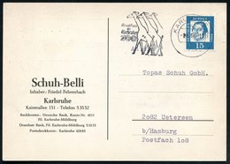 1964 75 KARLSRUHE 2, Maschinen-Werbestempel: Besucht Uns Im Karlsruher ZOO = 3 Giraffen, Firmenkarte (Bo.99 A II = UB "m - Altri & Non Classificati