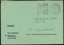 1971 (9.3.) 75 KARLSRUHE 2, Maschinen-Werbestempel: Besucht Uns Im Karlsruher ZOO = Löwe U. Löwenbaby, Markenloser Postd - Other & Unclassified