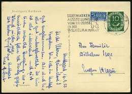 1953 (17.9.) (14 A) STUTTGART 9, Maschinen-Werbestempel: BRIEFMARKEN-AUSSTELLUNG.. IN DER WILHELMA (Bär) S/ W.-Bedarfs-A - Otros & Sin Clasificación