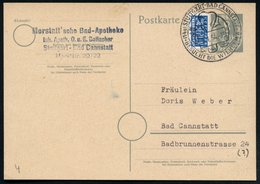 1954 (20.1.) (14 A) STUTTGART-BAD CANNSTATT, Hand-Werbestempel: BESUCHT DIE WILHELMA (Elefant) Bedarfs-Ortsganzsache 8 P - Other & Unclassified