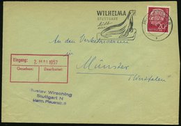 1957 (30.4.) (14 A) STUTTGART 9, Maschinen-Werbestempel: WILHELMA.. Lädt Ein (Seelöwe) Bedarfsbrief (rechts Etw. Schräg  - Altri & Non Classificati