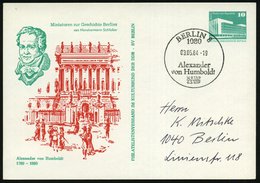 1984 (3.5.) 1080 BERLIN 8, PP 10 Pf. PdR., Grün: Alexander V. Humboldt 1769 - 1859 (Kopfbild, Portal Der Universität) +  - Autres & Non Classés