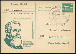 1984 (16.2.) 1500 POTSDAM 1, Amtl. Ganzsache 10 Pf. PdR., Grün + Zudruck: 150. Geburtstag Des Naturforschers Ernst Haeck - Autres & Non Classés