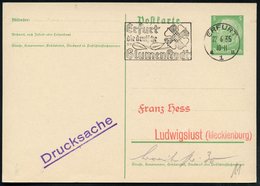 1935 (22.6.) ERFURT 1, Maschinen-Werbestempel: Erfurt Die Deutsche Blumenstadt (Blüte) Inl.-Karte (Bo.11 A I, Erstjahr)  - Otros & Sin Clasificación