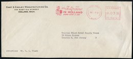 1952 (15.5.) U.S.A., Absender-Freistempel: HOLLAND, MICH., IT'S Tulip Time IN HOLLAND.. (Tulpen) Firmen-Vorderseite - Bl - Altri & Non Classificati