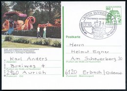 1981 (17.10.) 2960 AURICH, OSTFRIESLAND !; %= Pf. Burgen, Grün: Blütenfest In Wiesmoor.. = Blumenwagen (Mi.P 134/ I 5-73 - Altri & Non Classificati
