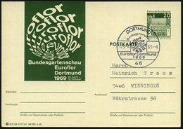 1969 46 DORTMUND, 20 Pf. Sonder-Bildganzsache Lorsch, Grün: Bundesgartenschau Euroflor.. (Blüte Aus Buchstaben) + Motivg - Sonstige & Ohne Zuordnung