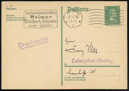 1928 (30.4.) WEIMAR 1, Seltener Maschinen-Werbestempel: Thür. Gartenbau-Ausstellung.. Schloßpark Belvedere + 6 Wellen (r - Altri & Non Classificati