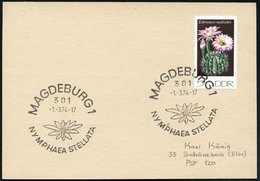 1974 (1.3.) 301 MAGDEBURG 1, Sonderstempel: NYMPHAEA STELLATA (Kaktusblüte) Auf EF 5 Pf. Echinopsis Multiplex, Inl.-Kart - Other & Unclassified