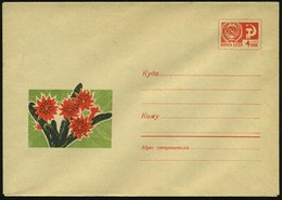 1970 UdSSR, 4 Kop. Ganzsachen-Umschlag, Rot: Blühender Kaktus, Ungebr. - Sukkulenten & Kaktus / Cactus - Other & Unclassified