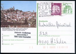 1987 7260 CALW 1, Maschinen-Werbestempel: HERMANN HESSE 1877 - 1932 (Kopfbild, Literatur-Nobelpreis) Bedarfskarte - Nobe - Otros & Sin Clasificación