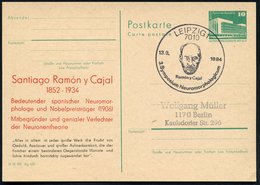 1984 (13.9.) 7010 LEIPZIG 1, Amtl. Ganzsache 10 Pf. PdR., Grün: Santiago Ramon Cajal (1852-1934) Nobelpreis 1906 + Passe - Otros & Sin Clasificación