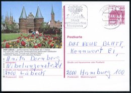 1988 (25.4.) 2400 LÜBECK 1, 60 Pf. Bild-Ganzsache Burgen: Hansestadt.. Geburtsort Von Thomas Mann U. Heinrich Mann, Marz - Other & Unclassified