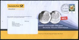 2008 (10.3.) 92637 WEIDEN I. D. OPF. , 90 Pf. Dienst-Umschlag, Blumen (Versandstelle): MAX PLANCK, Deutsche 10-Euro-Silb - Sonstige & Ohne Zuordnung