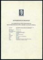 1973 (Dez.) ÖSTERREICH, 4 S. "50 Jahre Nobelpreis Für Chemie An Fritz Pregl", Ungez. Schwarzdruck Auf Amtl. Ankündigungs - Autres & Non Classés