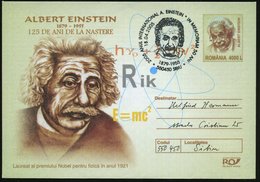 2005 (18.4.) RUMÄNIEN, 4000 L. Sonder-Ganzsachen-Umschlag: Alb. Einstein (Brustbild) + Passender Sonderstempel: 550450 S - Autres & Non Classés
