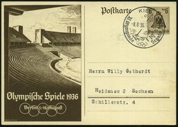 1936 (8.8.) KIEL , Sonderstempel: XI. Olympiade Segeln (Segelboot) Auf Olympia-Sonderganzsache 6 + 4 Pf. Olympische Spie - Altri & Non Classificati