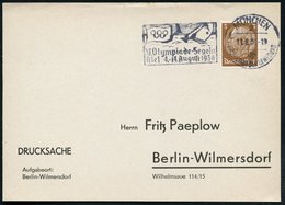 1936 (11.8.) MÜNCHEN 2, Maschinen-Werbestempel: XI. Olympiade-Segeln, Kiel 4.-14. August 1936 (Segelboot, Olympiaflagge) - Sonstige & Ohne Zuordnung