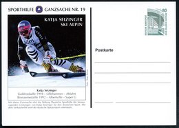 1994 B.R.D., PP 50 Pf. Bauwerk, Grün: Sporthilfe Nr.19: KATJA SEIZINGER, SKI ALPIN (Gold 1994, Bronze 1992) Ungebr. (Mi. - Otros & Sin Clasificación