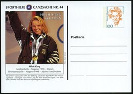 1998 B.R.D., PP 100 Pf. Frauen: Sporthilfe Nr.44: HILDE GERG, SKI ALPIN (Gold 1998, Bronze 1998 Nagano) Ungebr. (Mi.PP 1 - Altri & Non Classificati