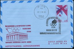 1976 (30.1.) GRIECHENLAND, 8 Dr. Aerogramm + Zudruck: ÜBERBRINGUNG DER OLYMPISCHEN FLAMME.. (Akropolis, Fackel) + Fackel - Altri & Non Classificati