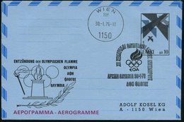 1976 (30.1.) GRIECHENLAND, 10 Dr. Aerogramm + Zudruck: ÜBERBRINGUNG DER OLYMPISCHEN FLAMME.. (Olympia-Fackel) + Fackel-F - Other & Unclassified