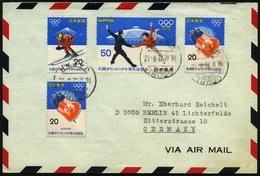 1972 (8.2.) JAPAN, Olympische Winterspiele Sapporo, überkompl. Satz, Sauber Gest. Übersee-Flugpostbrief (Mi.1138/40) - O - Other & Unclassified