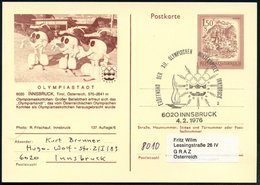 1975/76 ÖSTERREICH, Olympische Winterspiele Innsbruck, 1,50 S. Bildganzsache (Mi.P 443 A) Und Sonderstempel Mit Olympia- - Altri & Non Classificati
