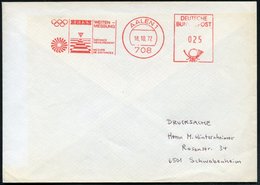 1972 (18.10.) 708 AALEN 1, Absender-Freistempel: ZEISS WEITENMESSUNG.. (Olymp. Ringe, Olympia-Spirale) Inl.-Brief - Olym - Altri & Non Classificati