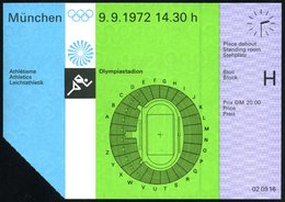 1972 (9.9.) 8 MÜNCHEN, Orig. Eintrittskarte Olympiastadion Leichtathletik, Rs. Olympia-Gelände - Olympische Sommerspiele - Otros & Sin Clasificación